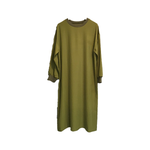 クルーネックリブ切替ワンピース